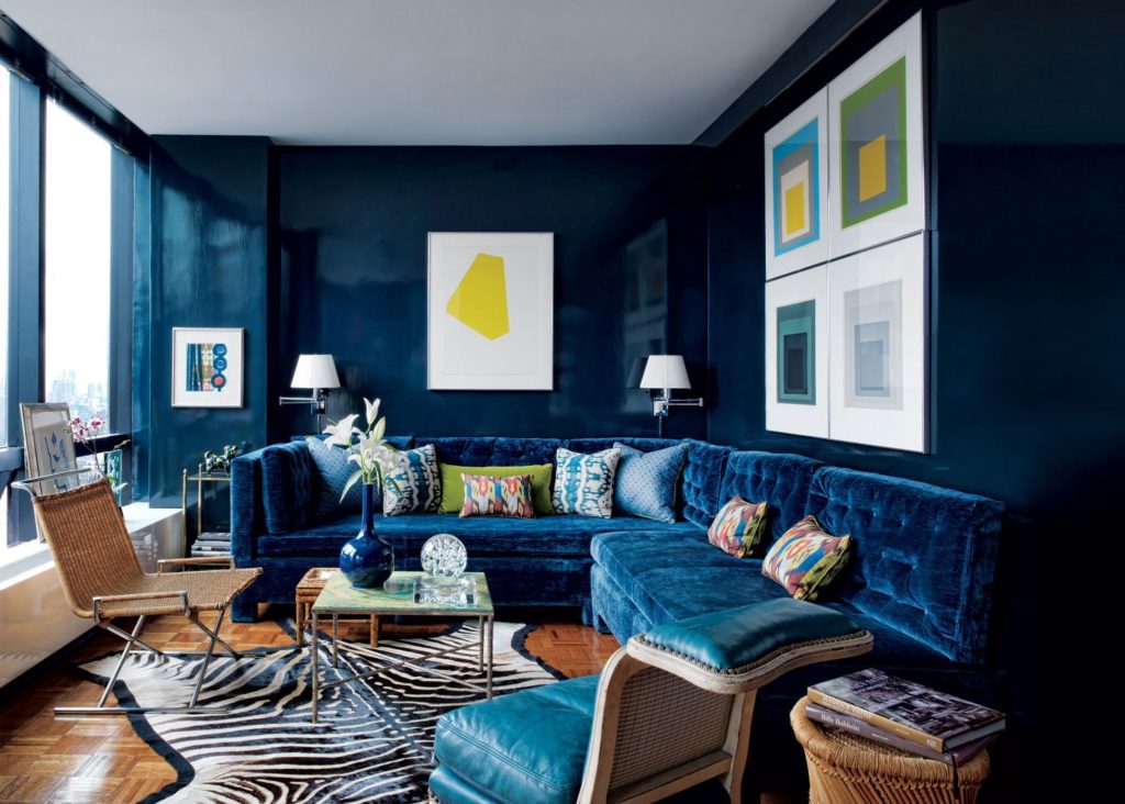 small space dark blue paint
