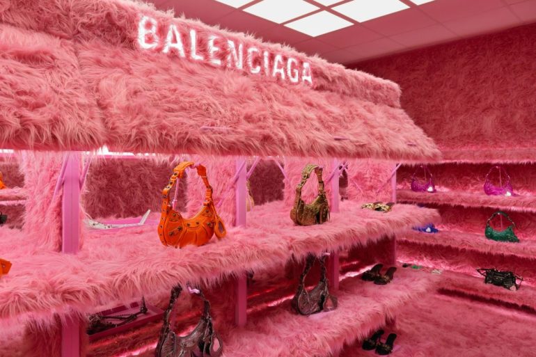 The Balenciaga Store In London Gets A Fluffy Pink Makeover