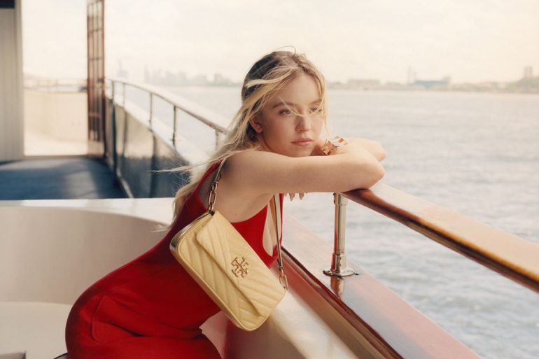 Sydney Sweeney Floats Across The Hudson River For Tory Burch